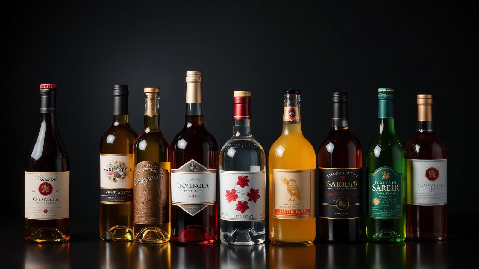 Line-up of spirits, wine and soft drink bottles ready for distribution